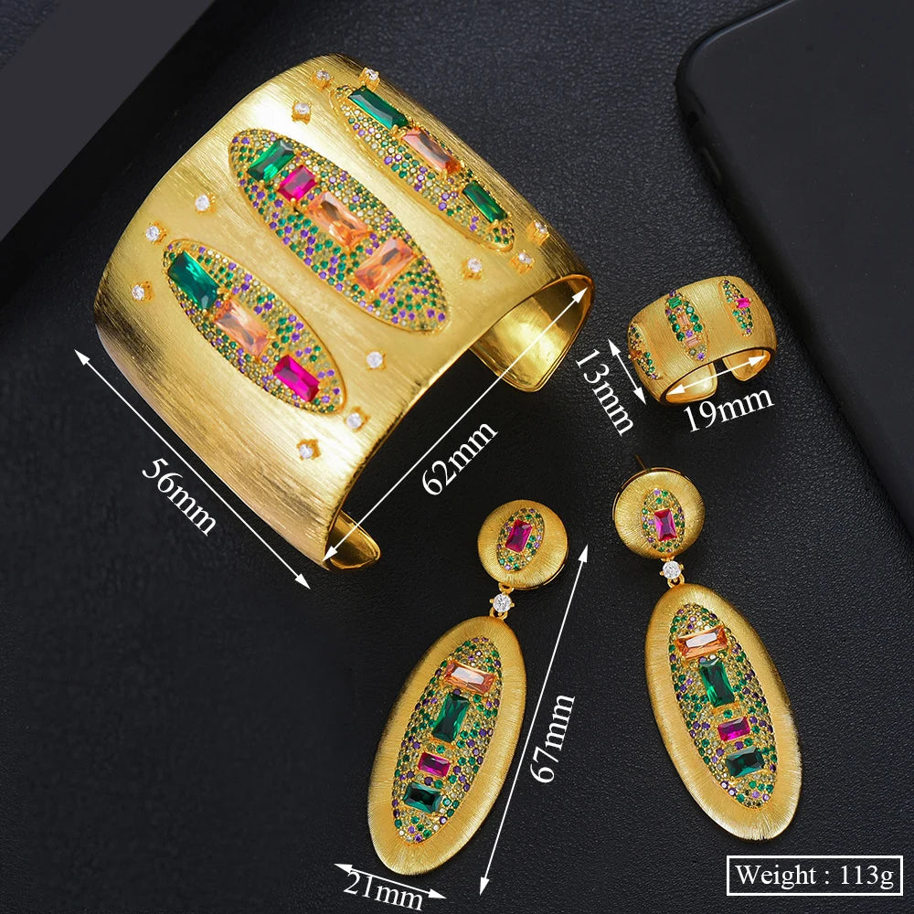 NEW Famous Brand 3Pcs Waterdrop Jewelry Sets for Women Wedding Party Cubic Zircon High End Craft Dubai Bridal Jewelry Set